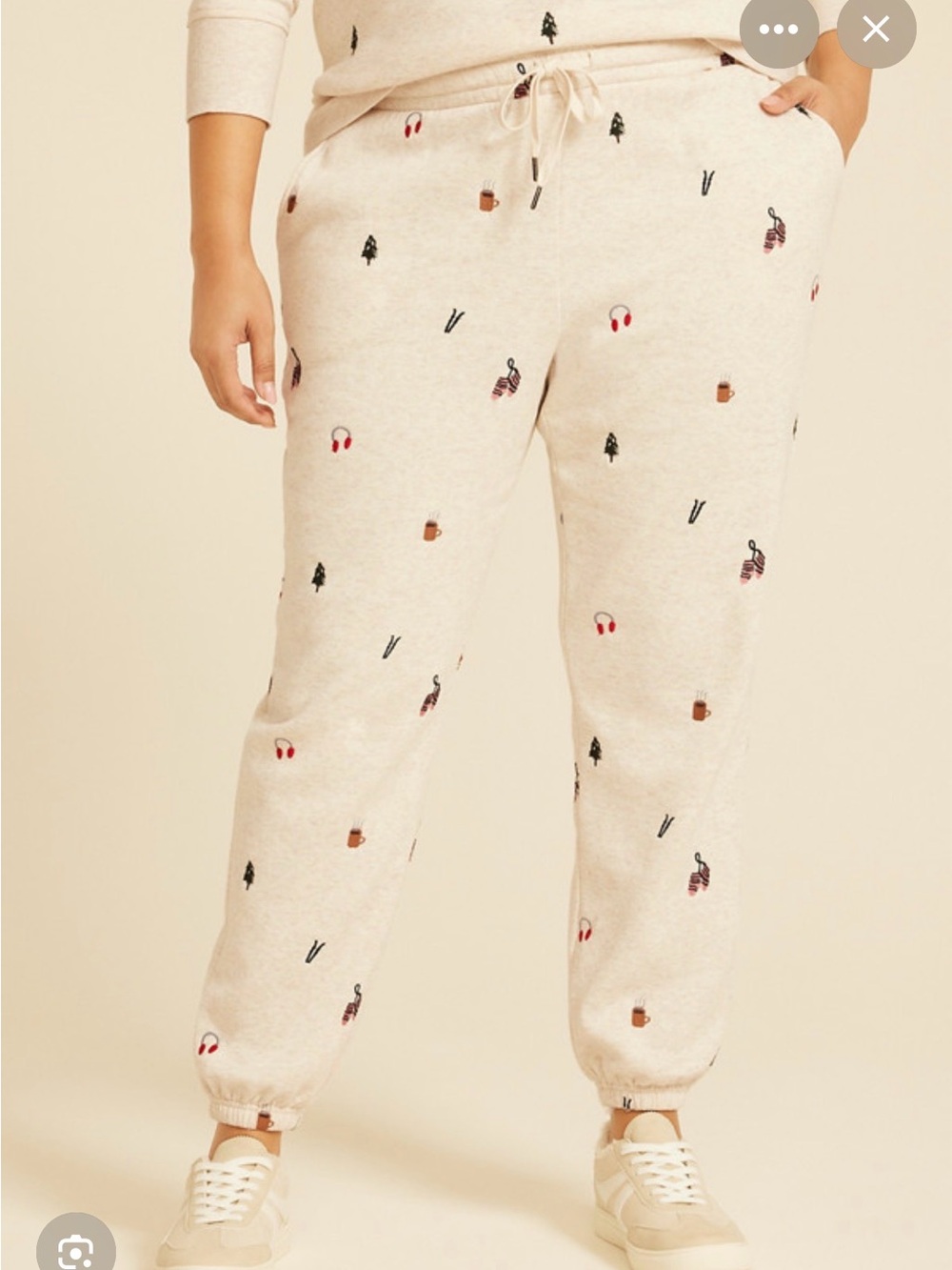 Maurices Cream Holiday Graphic Joggers